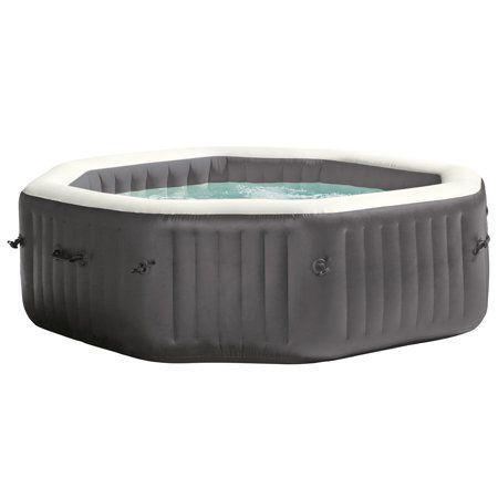 Intex 140 Bubble Jets 6-Person Octagonal Portable Inflatable Hot Tub Spa Gray - 6 Person