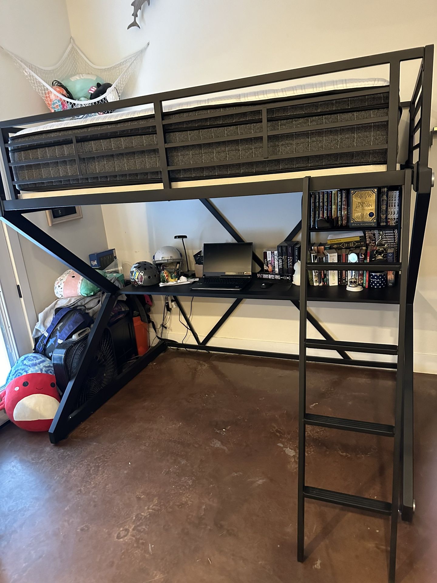 Black Full Bunk Bed with Desk