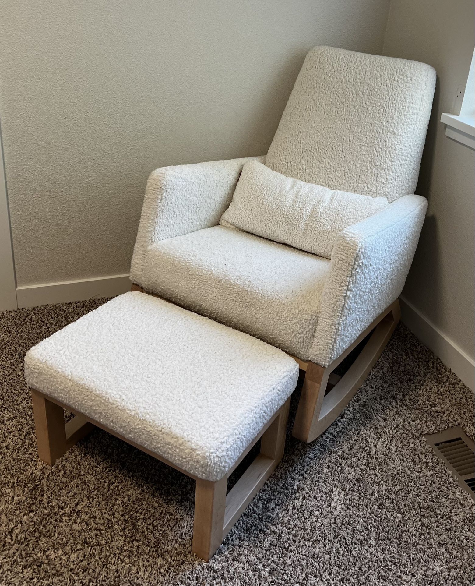 Crate&Barrel Sherpa Rocking Chair & Foot Rest