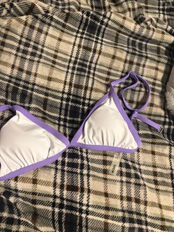 SHEIN Triangle Bikini Top White Purple