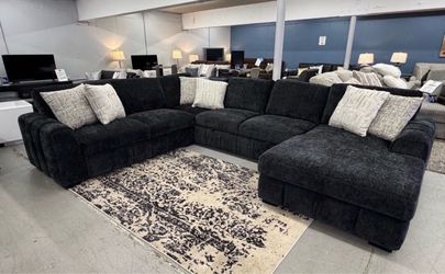 Ashley midnight madness luxury plush sectional sofa couch