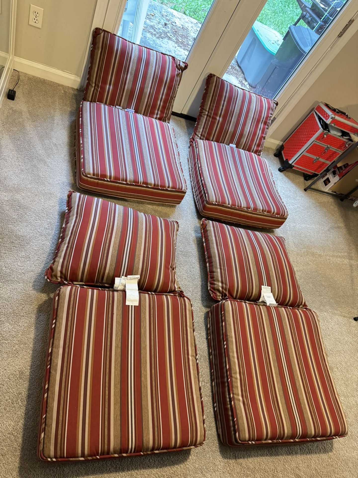 Roma Stripe Deep seat patio chair cushion set of 4