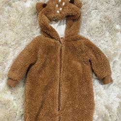 Old Navy Baby Deer Costume Winter Suit 3-6 Months Fawn Fuzzy Fleece Sherpa