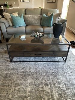Modern glass top coffee table and matching end table