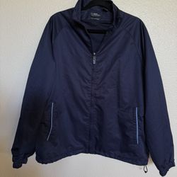 PGA TOUR Golf Windbreaker Jacket Mens Medium Navy Full Zip Mesh Lined Lightweight
