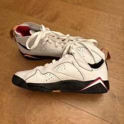 White and red Jordan 7 trainers