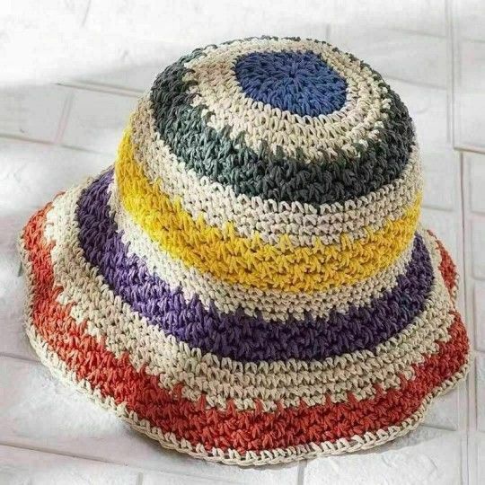 Women's Rainbow Bucket Hat, Fujii Kaze Style, Colorful Straw Hat