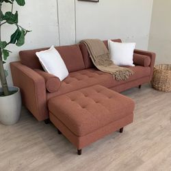 Like New, Fast Delivery Available — Article "Sven" 88" Tufted Sofa - Ratine Oxide & Matching Ottoman
