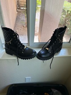 Guess Black Lace-Up Combat Boots