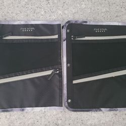 [2x] Five Star Flat Zipper Pencil Pouch 11" x 9" Black/Gray for 3 ring binder