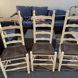 3 Wooden Ladder Back Chairs 