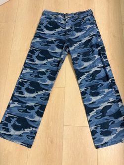 Y2K Blue Camo Denim Jeans Wide Leg