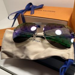 Louis Vuitton Clockwise Z1340w Sunglasses Dark Gun Monogram Pattern Rainbow Lens