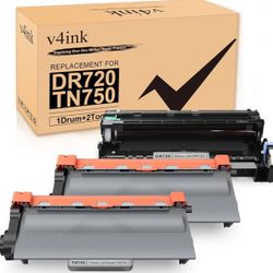 V4ink TN750/DR720 Toner & Drum for BROTHER Printer