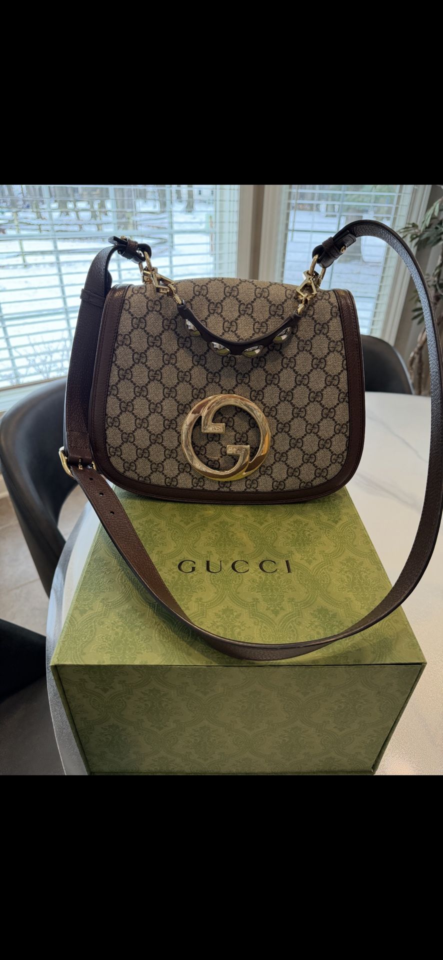 Gucci Blondie Medium Beige and Ebony Canvas Bag/Crossbody