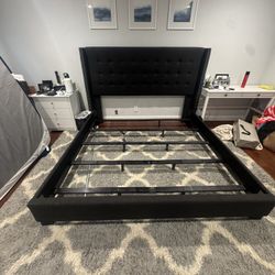 King Size Bed Frame, Box, And Rug