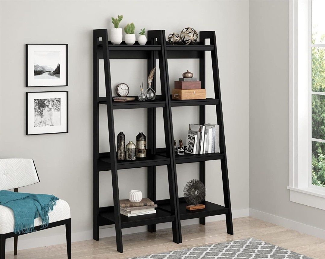 Ameriwood Home Lawrence 4 Shelf Ladder Bookcase Bundle, Black , Product Dimensions	‎20.56 x 18.5 x 60 inches