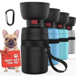 Collapsible PET Water Bottle Dog Water Bottle 13.5 oz, Portable Pet Water Bottles for Walking Squeeze No Spill Dog Water Bowl Dispenser Foldable 2-in-