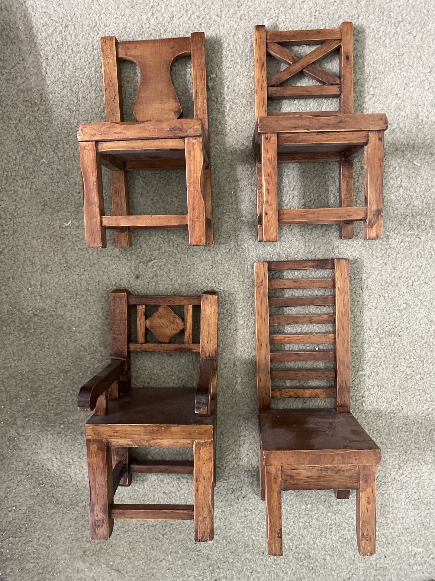 Four 9” Wooden Chairs Wall Hanging