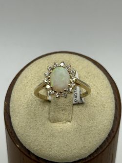 Opal And Diamonds Halo Ring