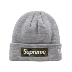 Supreme x New Era Box Logo Beanie Heather Grey (Camo)