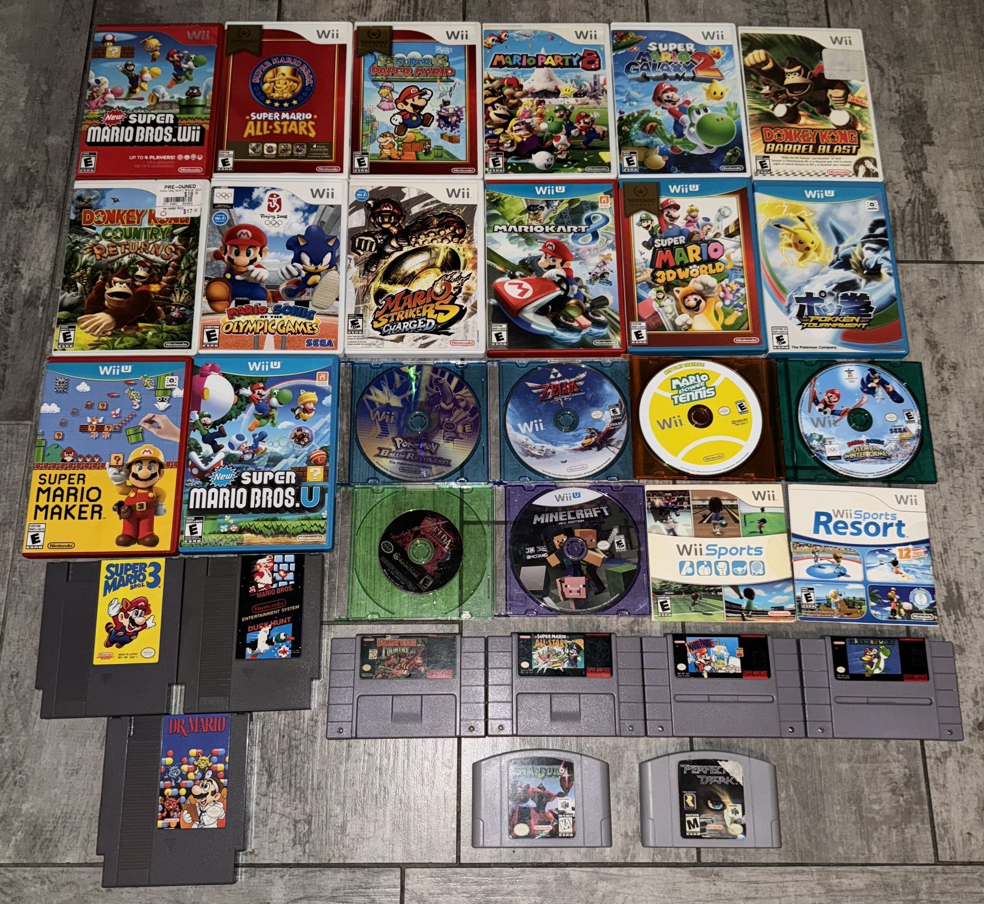 NINTENDO WII U GAMECUBE SNES NES N64 VIDEO GAMES SUPER MARIO BROS KART POKEMON ZELDA SPORTS RESORT