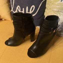 Peep Toe Short Sexy Black Boots Perfect For Valentines Day Or For The Office! 