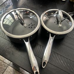 HexClad Hybrid Saucepan Set (2) – With Lids – Excellent Condition
