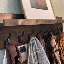 Wooden coatrack with shelf 