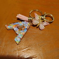 Letter A Butterfly Keychain 