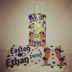 Personalized diaper wipe case and hand sanitizer