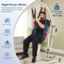 Electric Patient Lift with Sling 617 lb Capacity