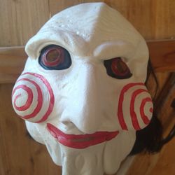 Jigsaw Billy the Puppet Latex Mask with Hair / SAW HALLOWEEN MASK Brand New
