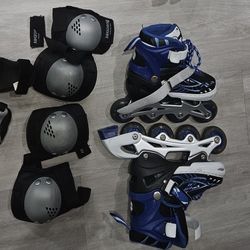 Ajustable roller skate with ligth up + Knee/elbow pads (1 set)