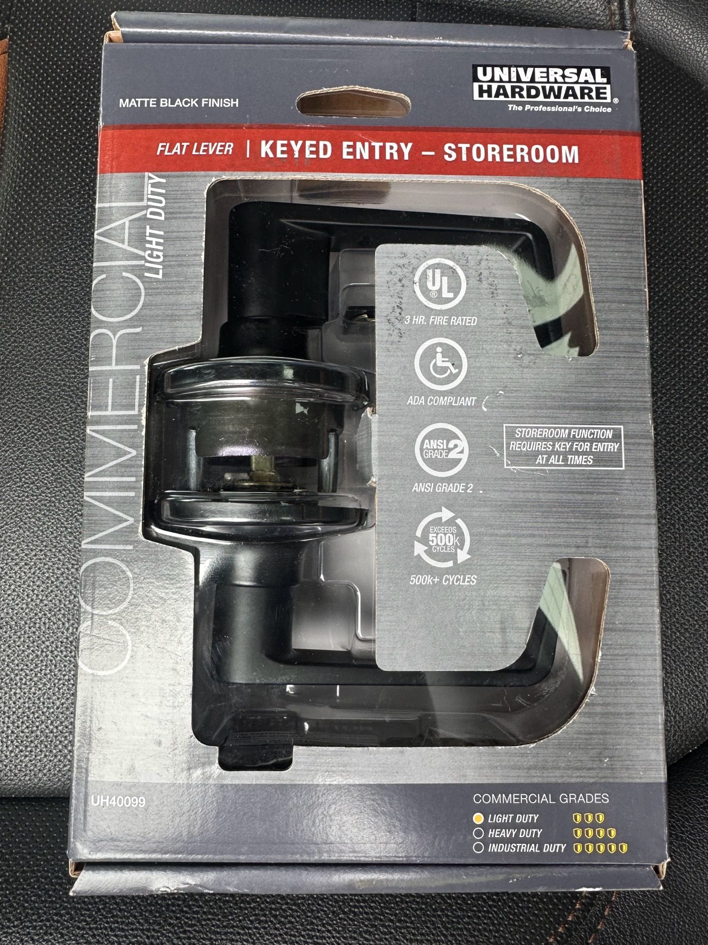 Light Duty Commercial Storeroom Lever, ADA, UL 3-Hour Fire, ANSI Grade 2, Aged Bronze Finish