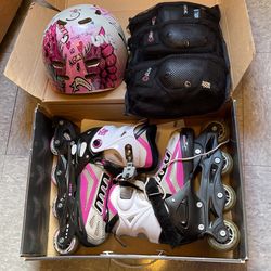 Roller Skates+ Helmet+ Protector Gears 