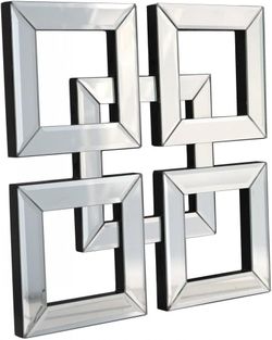 16x16" Silver Mirrored Wall Decor – Modern Square Accent Mirror, Chic Glam Home