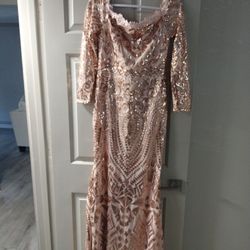 Rose Gold  Sequin Evening Dress 