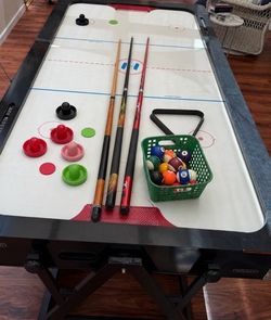 Air Hockey and Pool Table Billiards combo. Full 7 feet Flips