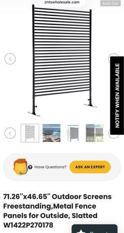 71.26''x46.65'' Outdoor Screens Freestanding,Metal Fence Panels for Outside, Slatted W1422P270178