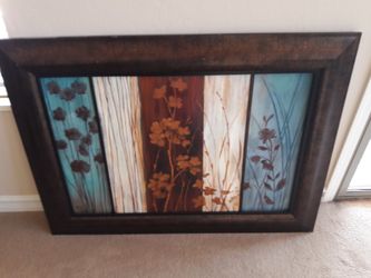 Art w/ turquoise and red panels