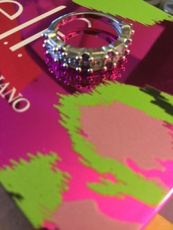 Beautiful 925 stamped Silver and white gold filled Muti Sapphire Ring / Size #5 NEW Jewelry ❤️💜❤️ LOVE JEWERY