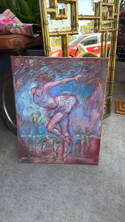 Oil on canvas signed ballerina