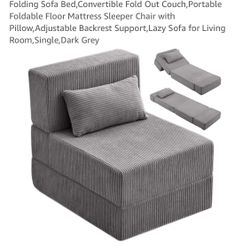 Folding Sofa Bed,Convertible Fold Out Couch,Portable Foldable Floor Mattress Sleeper Chair with Pillow,Adjustable Backrest Support,Lazy Sofa for Livin