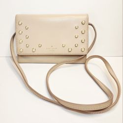 Kate Spade Pale Pink & Pearls Flapped Crossbody Clutch