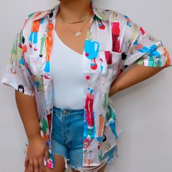 Cup sleeve Satin Blouse 