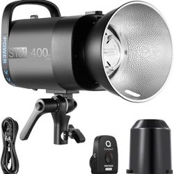 NEEWER S101-400W PRO Strobe Flash Light with 2.4G Trigger 150W Modeling Lamp 400Ws GN65 5600K Bowens Mount Reflector S1/S2 Mode Silent Fan Compatible 