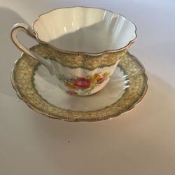 Vintage Gladstone Gold Tea Cup and Saucer Bone China Made in England