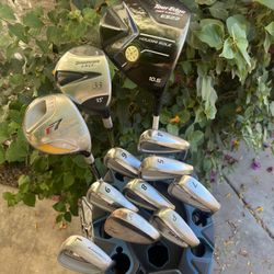 Men’s golf club set with a golf bag - Tour Edge, TaylorMade, Bridgestone by