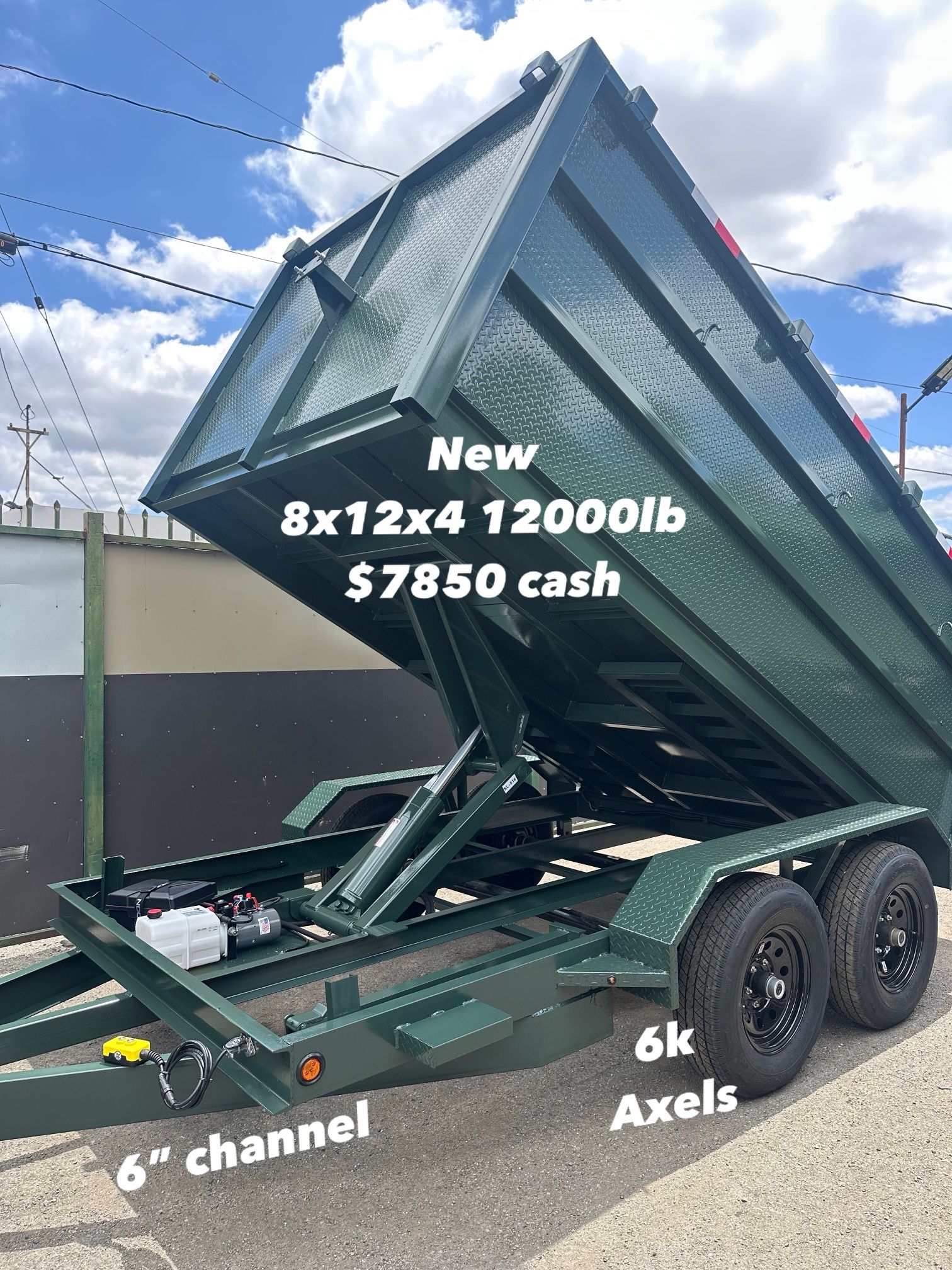 New Dump Trailer 8x12x4 12000lbs